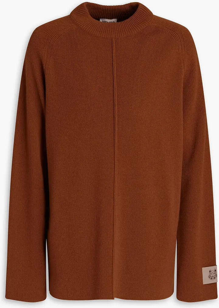 Appliquéd ribbed wool sweater
