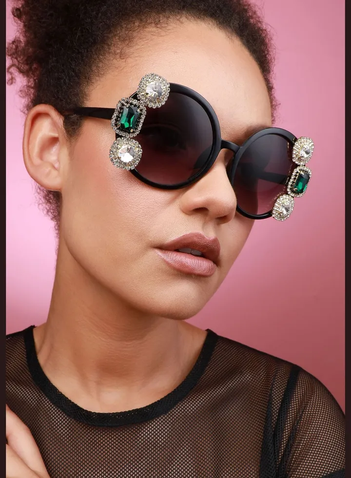 Trendy Designer Stone Western Wear Sunglass For Women