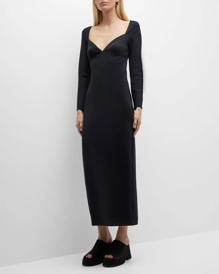 Long-Sleeve Sweetheart Tea-Length Dress