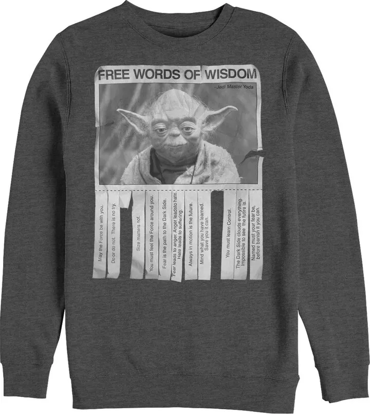 Men's Star Wars Yoda Words of Wisdom Sweatshirt - Charcoal Heather - 2X Large