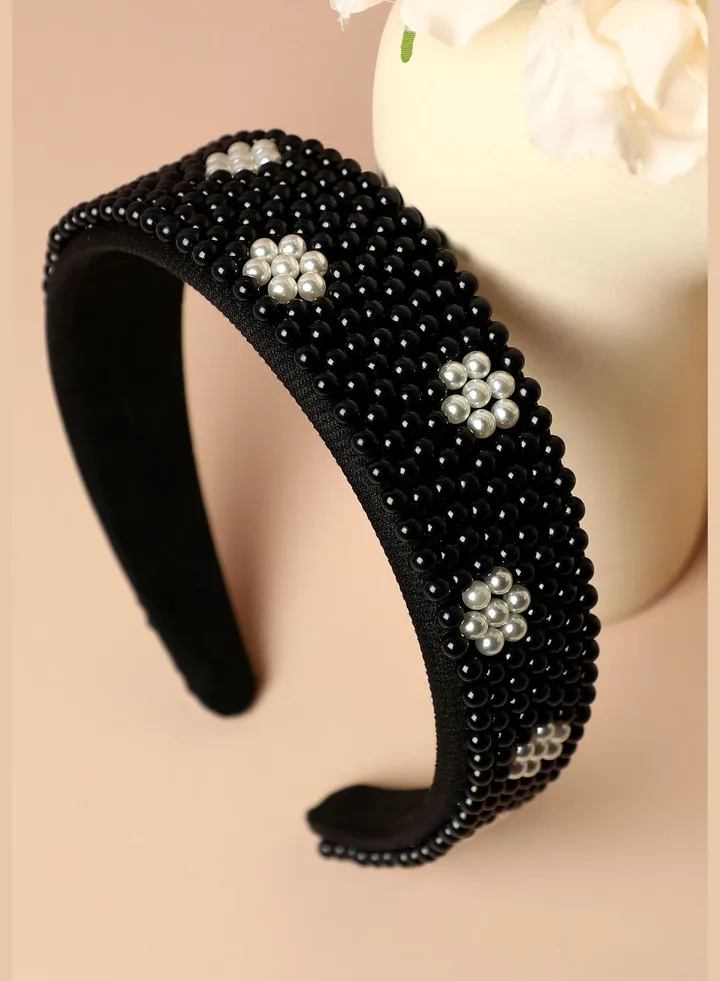Trendy Western Wear Fabric and Metal Hair Band with Designed Beaded For Women