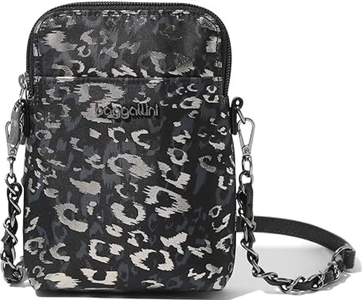 Baggallini Take Two RFID Bryant with Chain (Gunmetal Metallic Cheetah) Handbags
