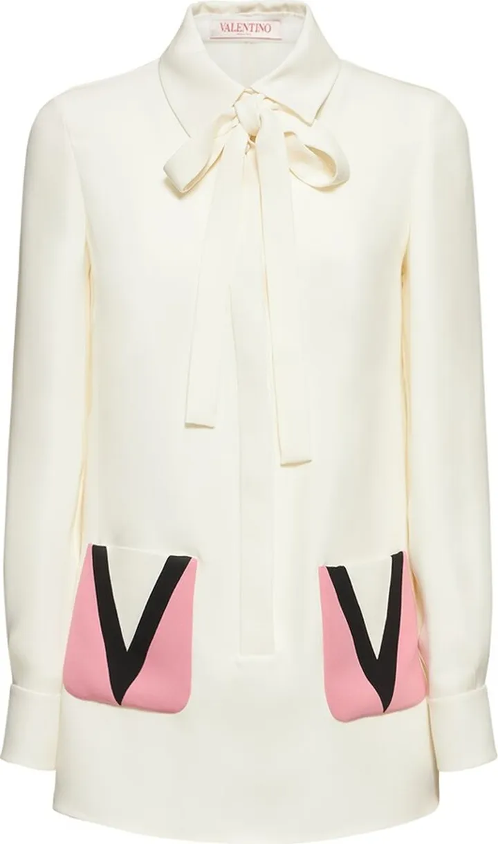Silk cady logo pocket mini dress