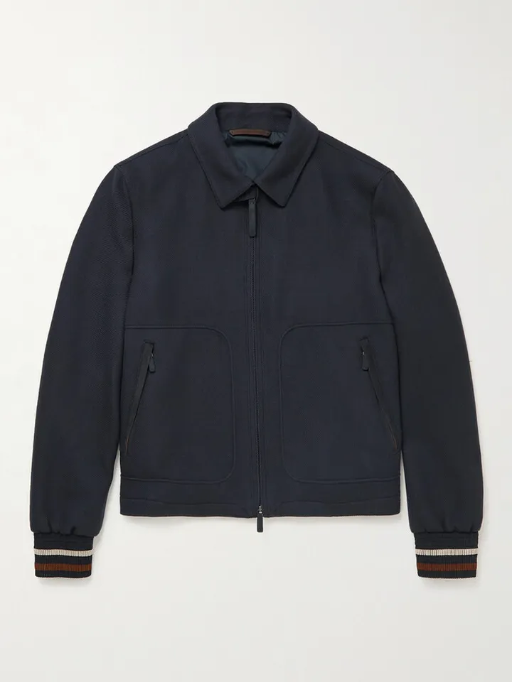 Slim-Fit Leather-Trimmed Achillfarm Wool Jacket