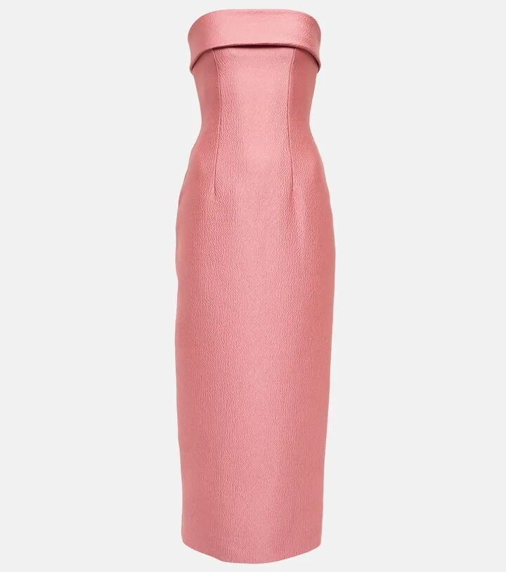 Keeley strapless satin midi dress