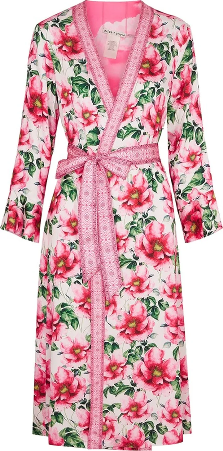 Alice + Olivia Joon Printed Reversible Satin Robe