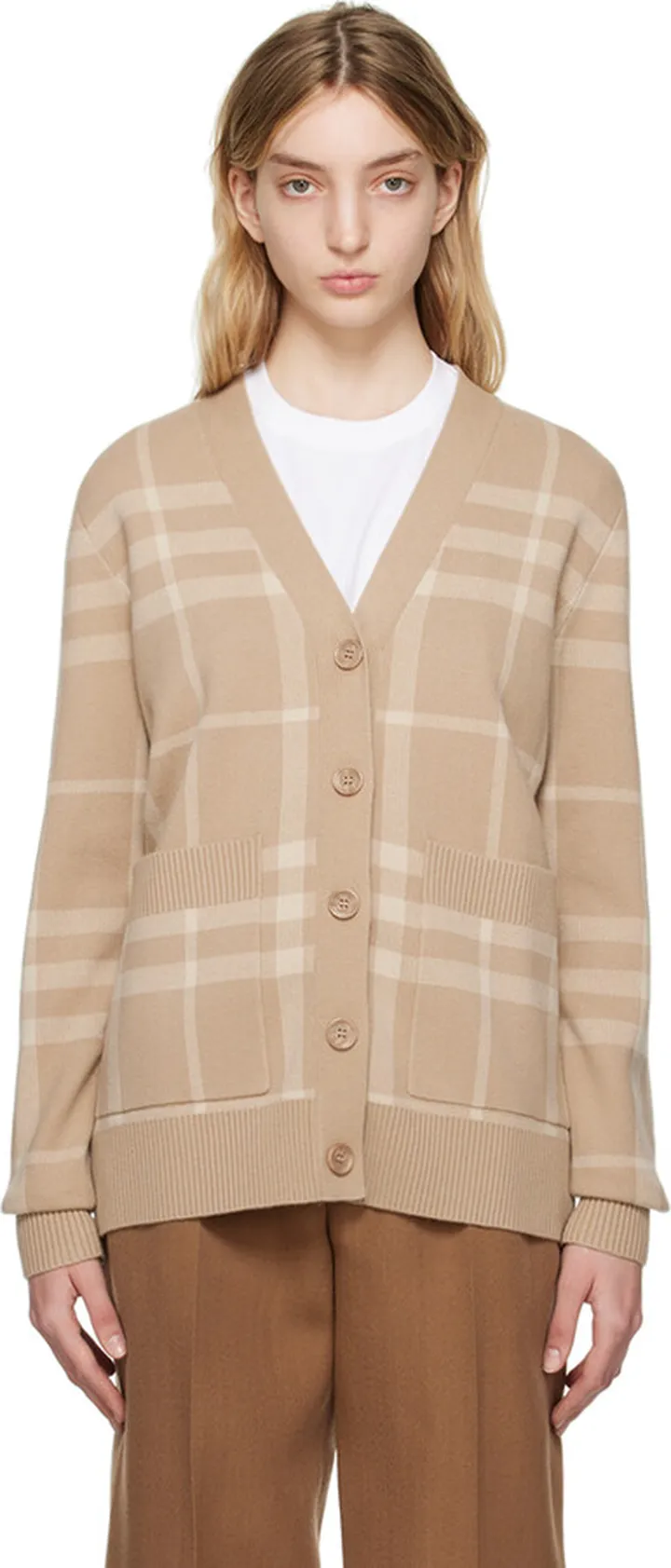 Burberry Beige Check Cardigan