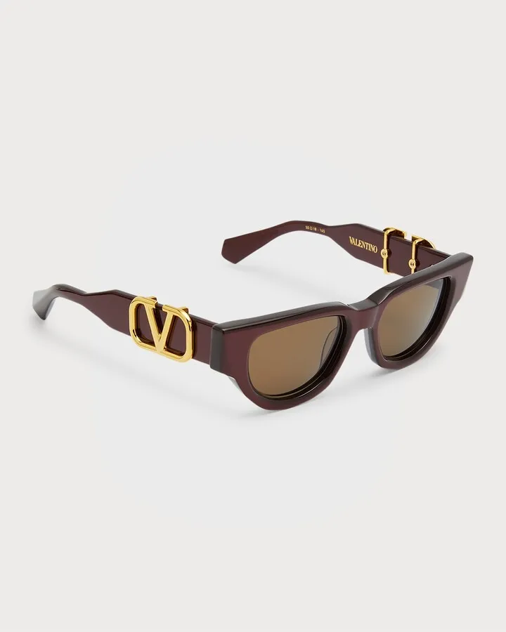 Due Acetate & Titanium Cat-Eye Sunglasses