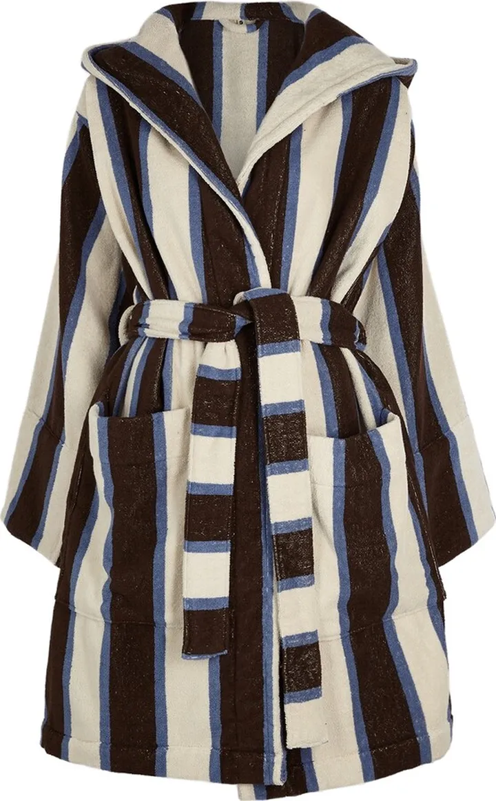 Tekla Unisex Striped Hooded Terry Cotton Robe