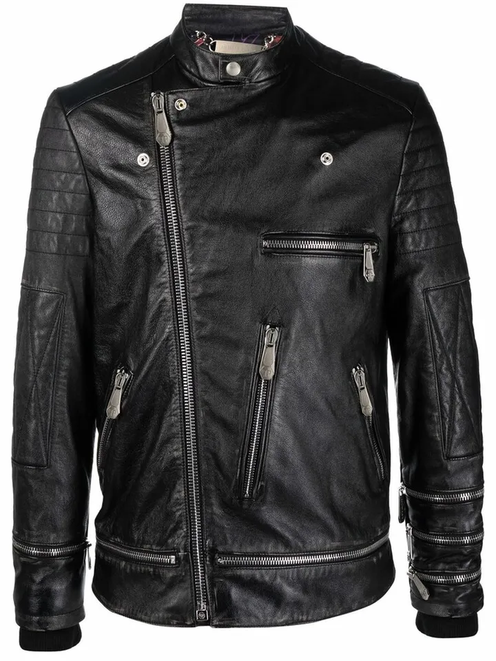 Iconic Plein leather biker jacket