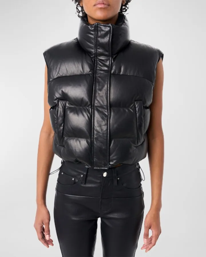Leather Shrunken Puffer Vest