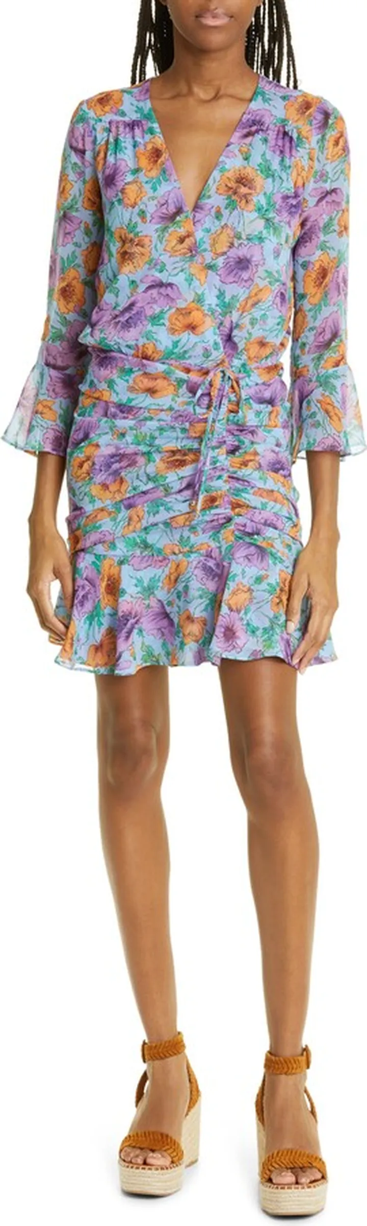 Sean Floral Ruched Silk Minidress