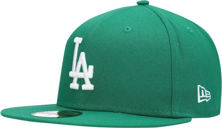 Men's New Era Green Los Angeles Dodgers Logo White 59FIFTY Fitted Hat