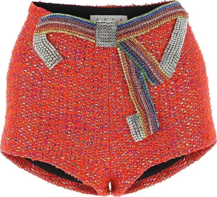 Area Embroidered Crystal Bow Shorts