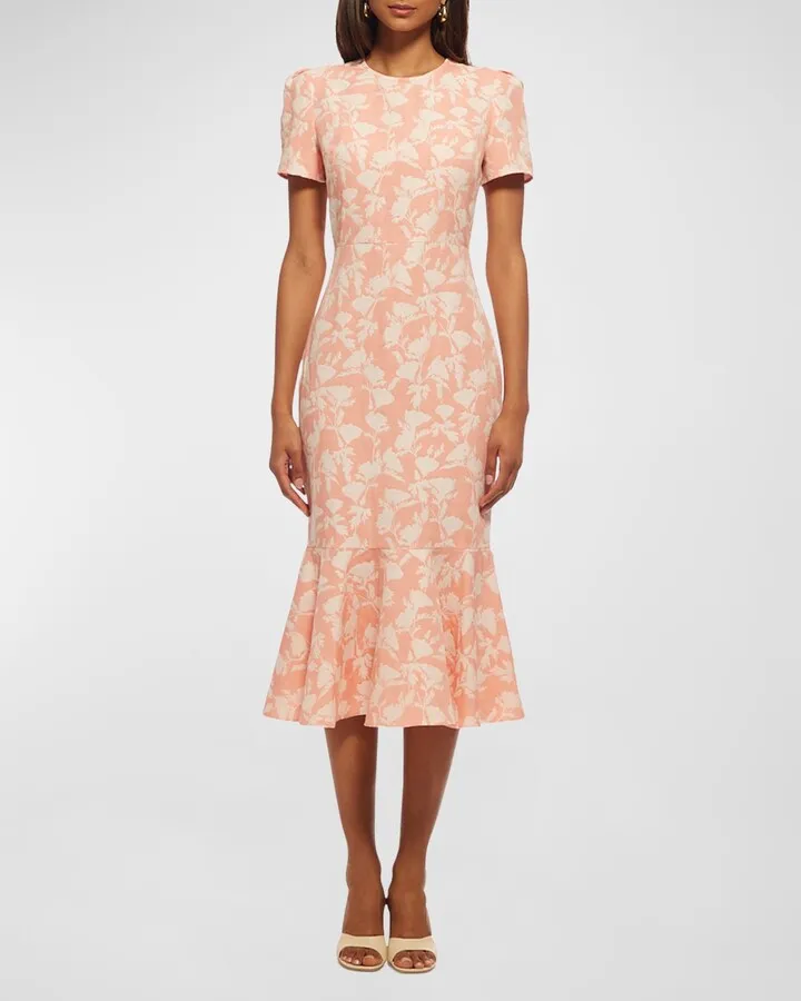 Floral Jacquard Mermaid Midi Dress