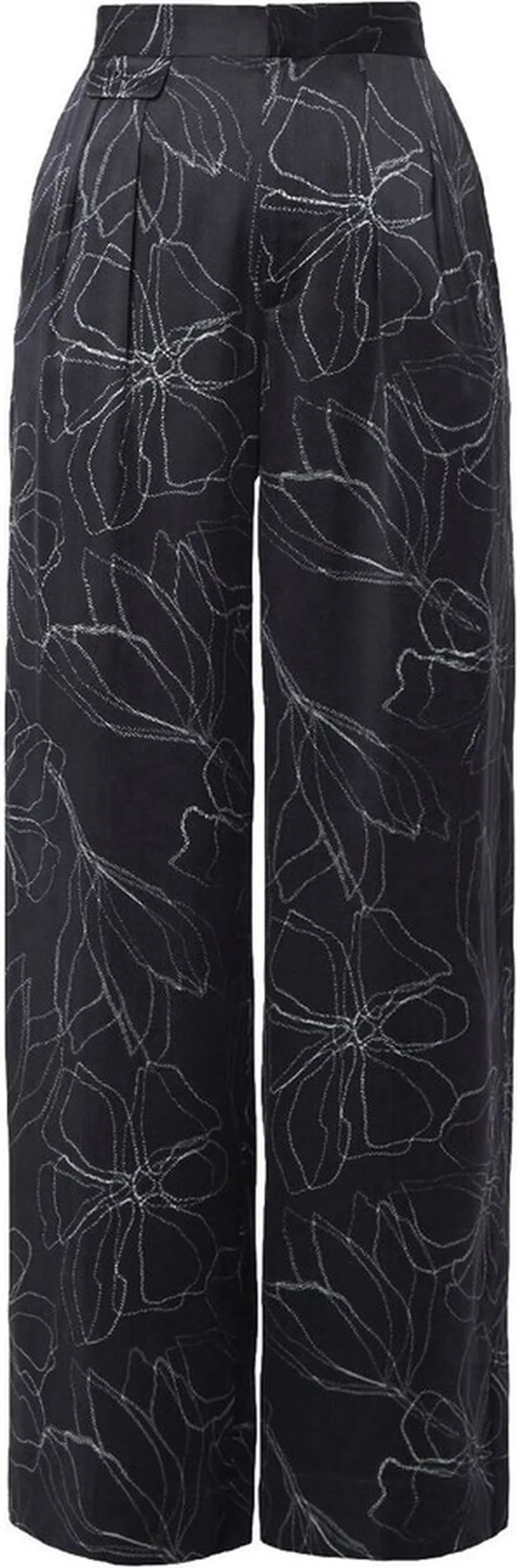 Silk Graphic-Print Trousers