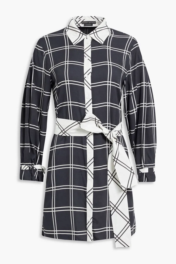 Westly belted checked twill shirt dress