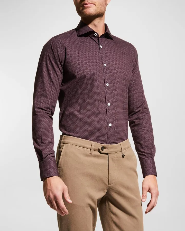 Men's Silk-Cashmere Printed Sport Shirt