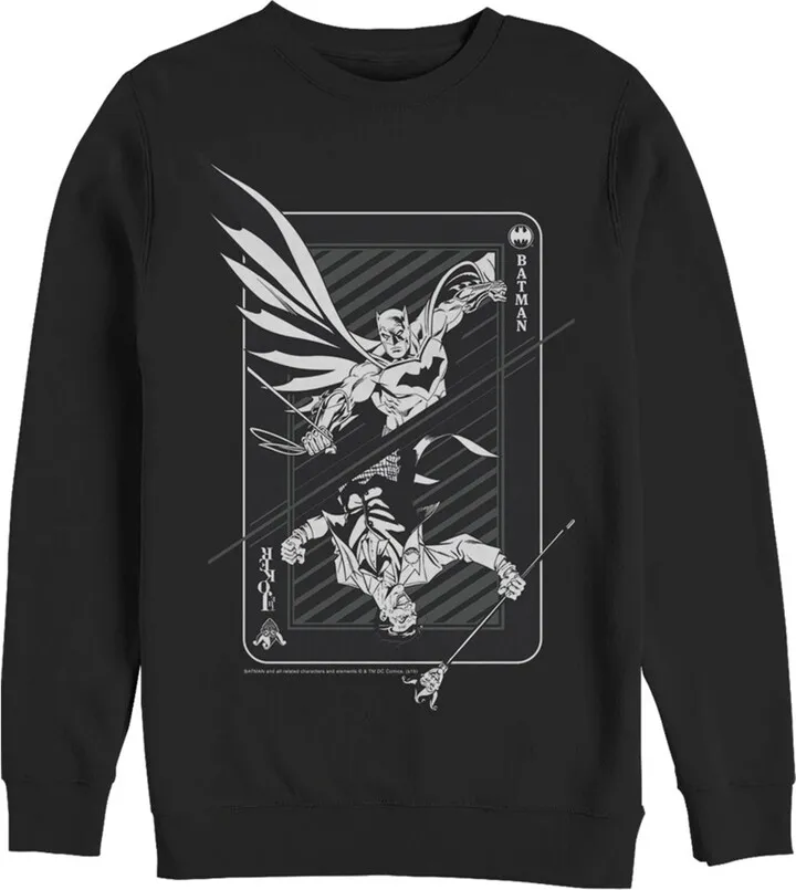 Men's Batman Hero vs Villain Playing Card Sweatshirt - Black - 2X Large
