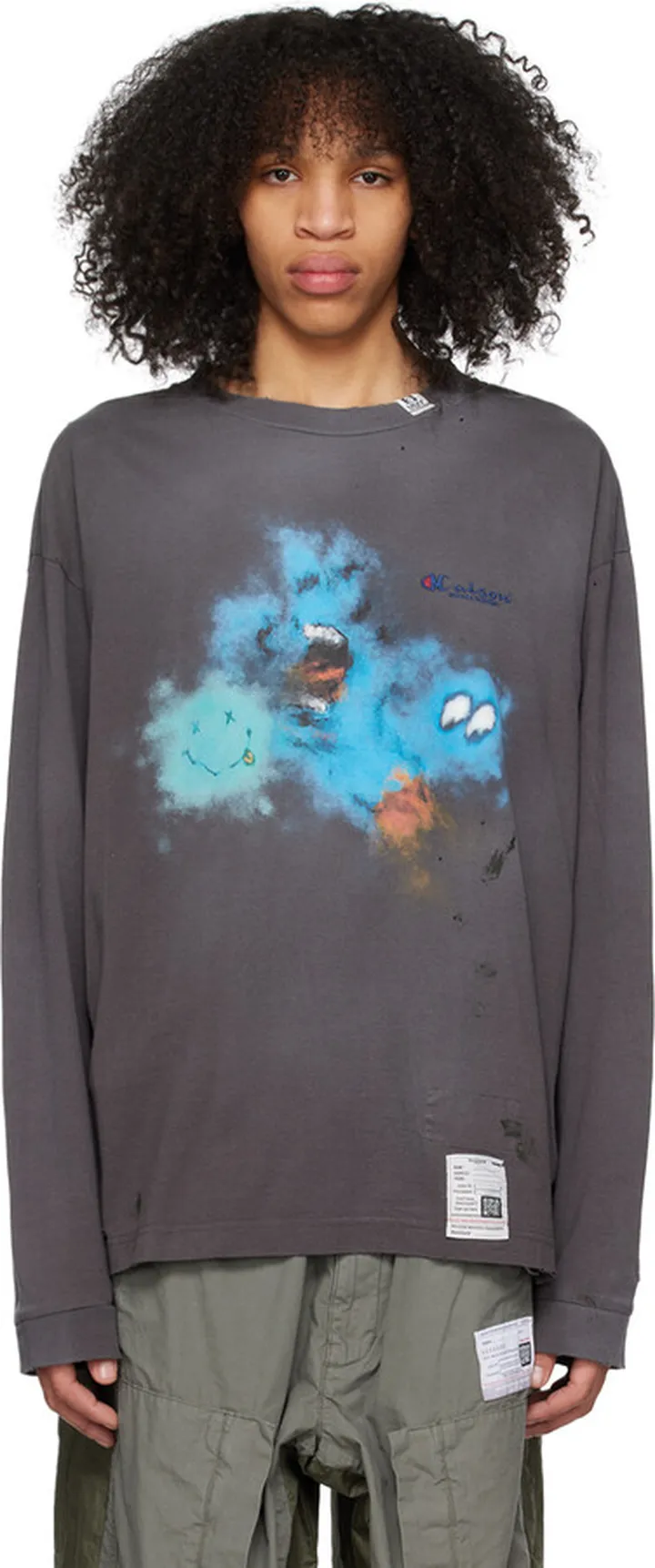 Miharayasuhiro Black Distressed Long Sleeve T-Shirt