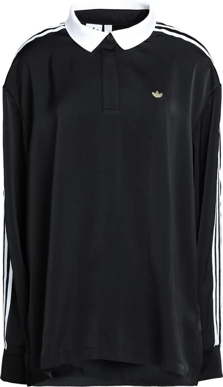 Originals Long Sleeve Satin Shirt With Collar Polo Shirt Black