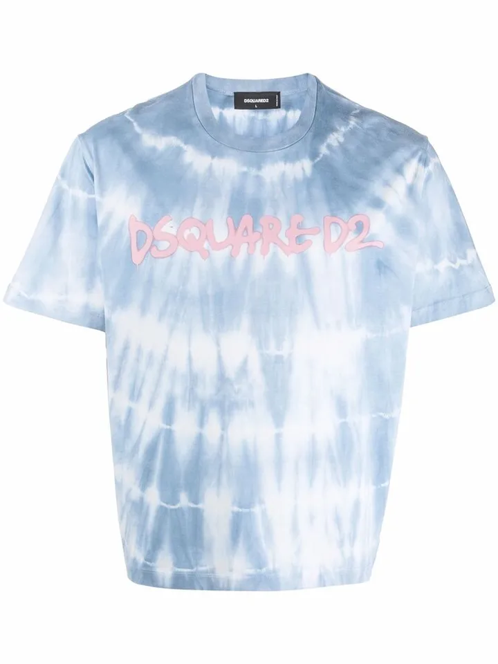 logo-print tie-dye cotton T-shirt