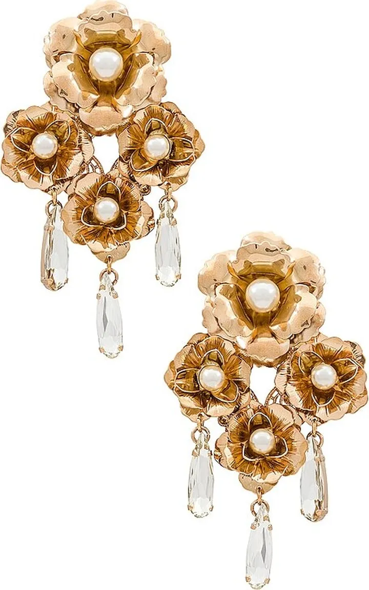 Quadruple Rose Chandelier Earrings
