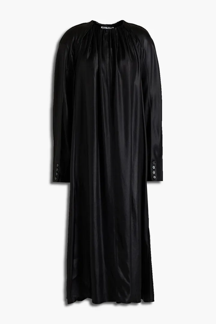 Gathered satin midi dress