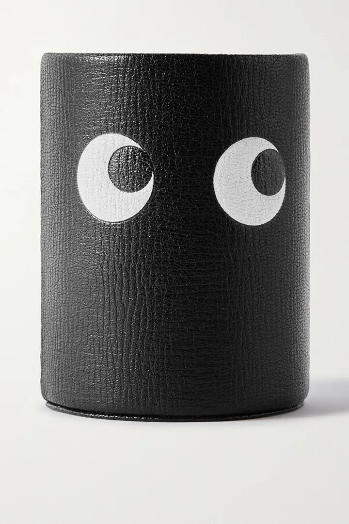 Anya Hindmarch - Eyes Printed Textured-leather Pencil Pot - Black