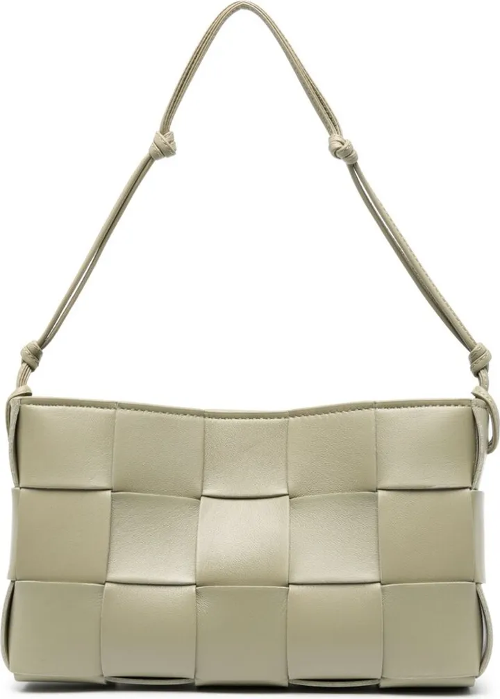 Green Small Cassette Leather Shoulder Bag