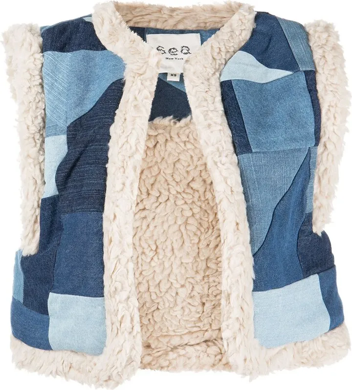 Patchwork Faux-Shearling Gilet