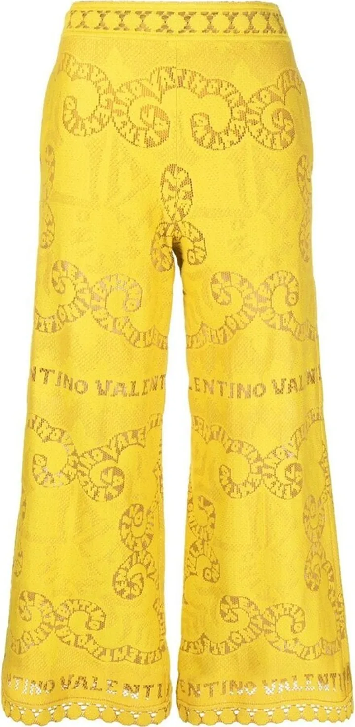 Cropped Pointelle Lace Trousers