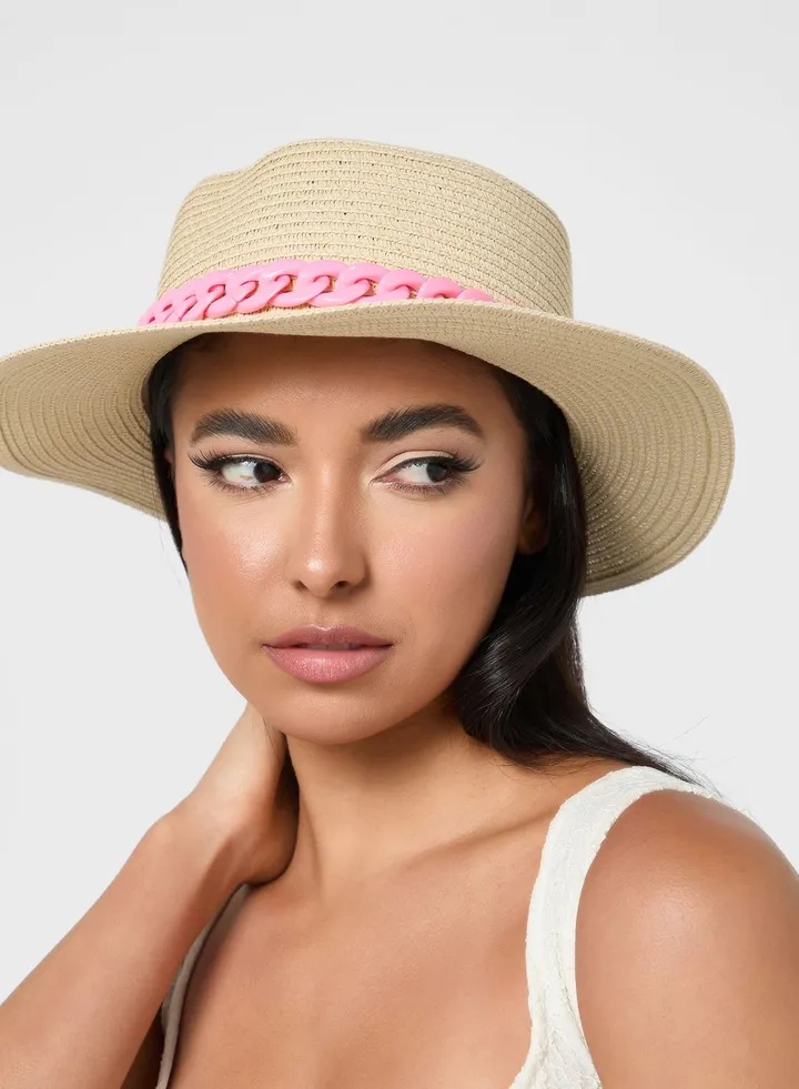 Chunky Chain Detail Fedora Hat