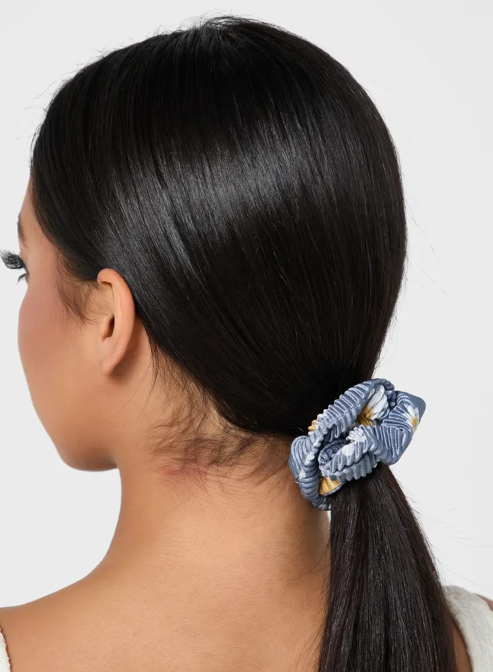 Daisy Print Crinkle Scrunchie Hair Tie