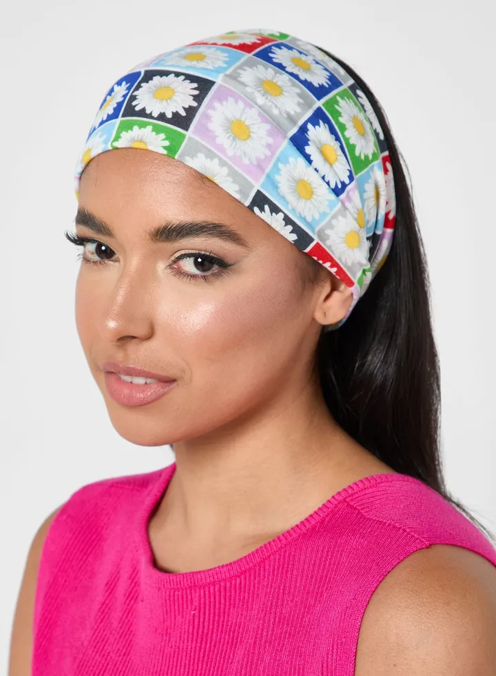 Multicolor Daisy Print Headband