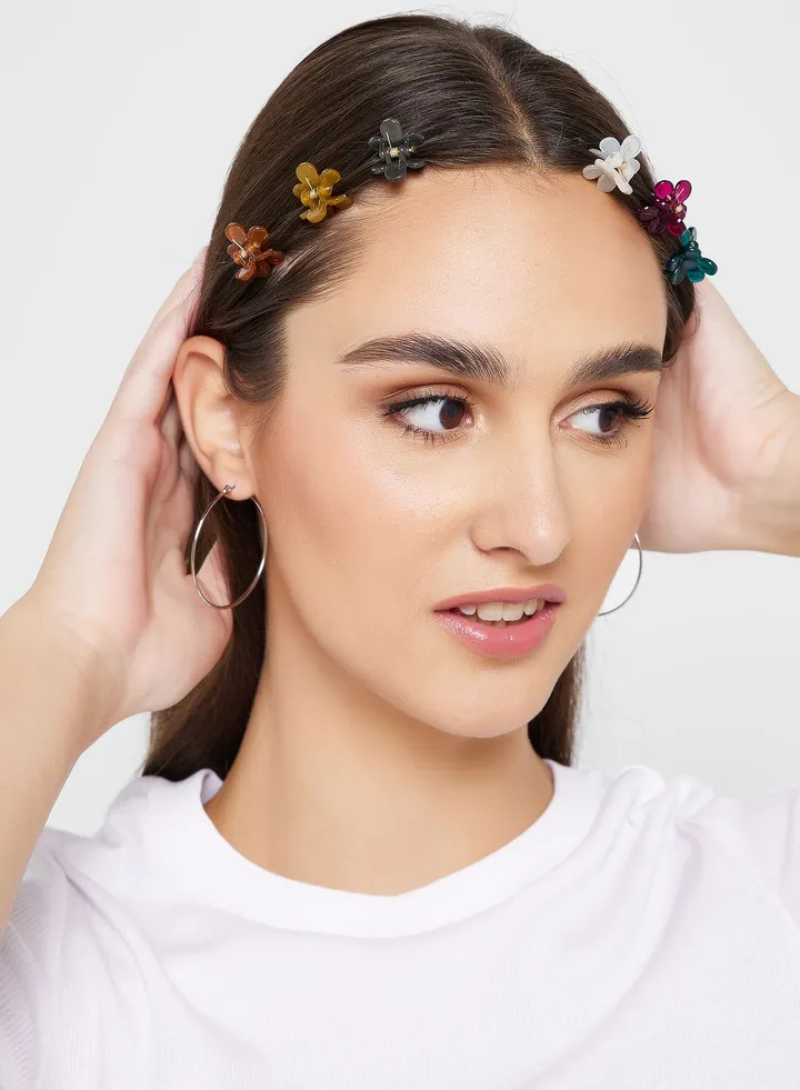 6 Pack Mini Floral Claw Hair Clips