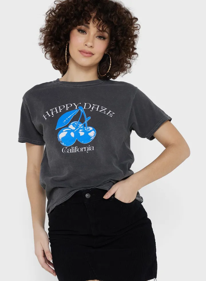 Round Neck Graphic T-Shirt