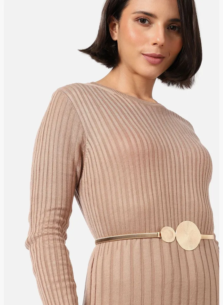 Casual Solid Metal Waist Belt For Women