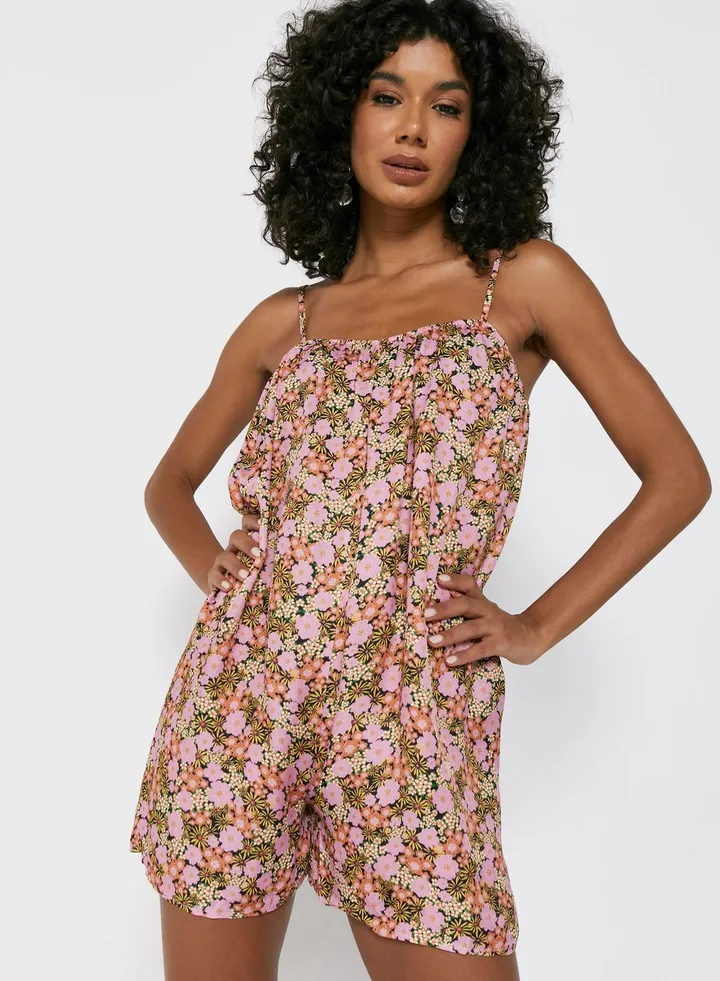 Floral Print Strappy Playsuit