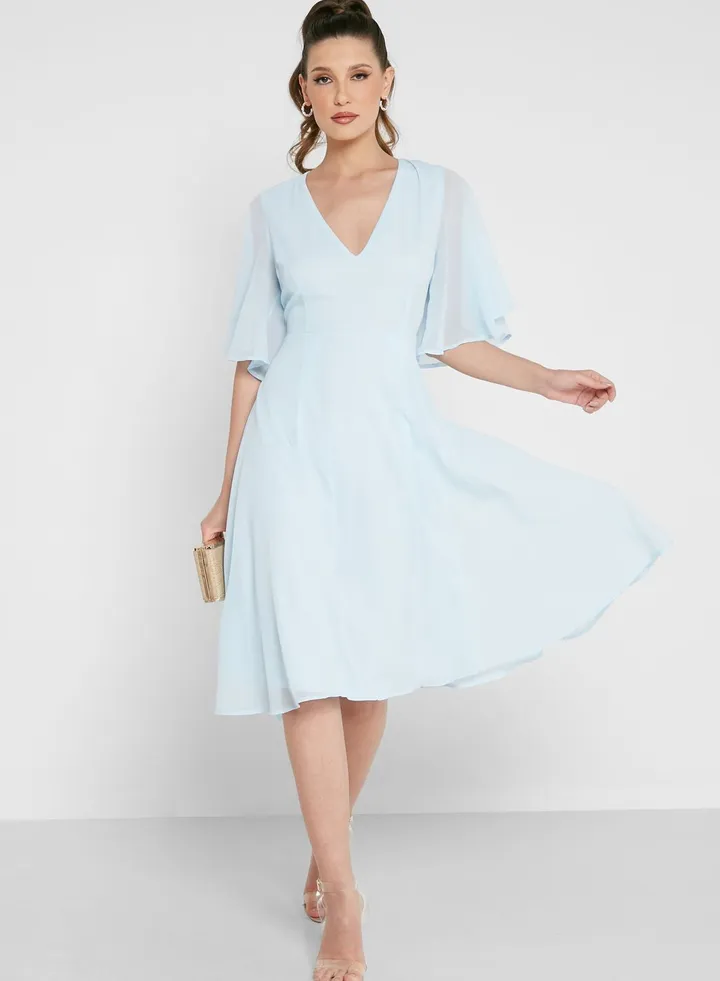 Angle Sleeve Skater Dress