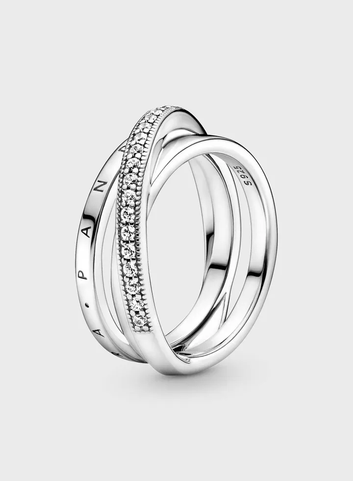 Crossover Pavé Triple Band Ring