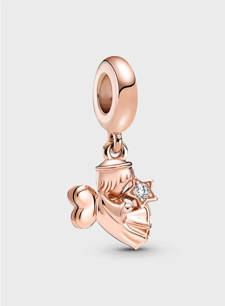 Heart Winged Angel Dangle Charm