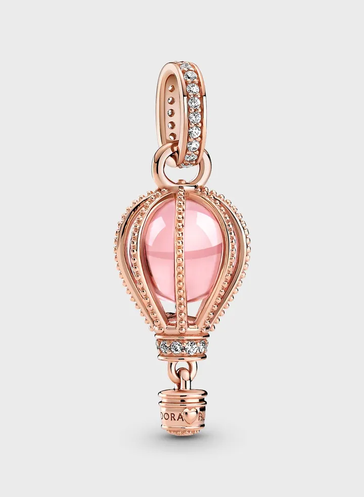 Sparkling Pink Hot Air Balloon Dangle Charm