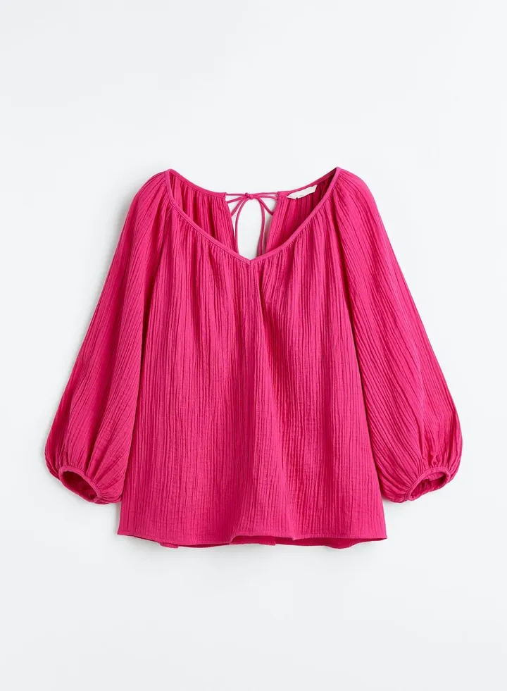 Puff Sleeve Crinkled Top