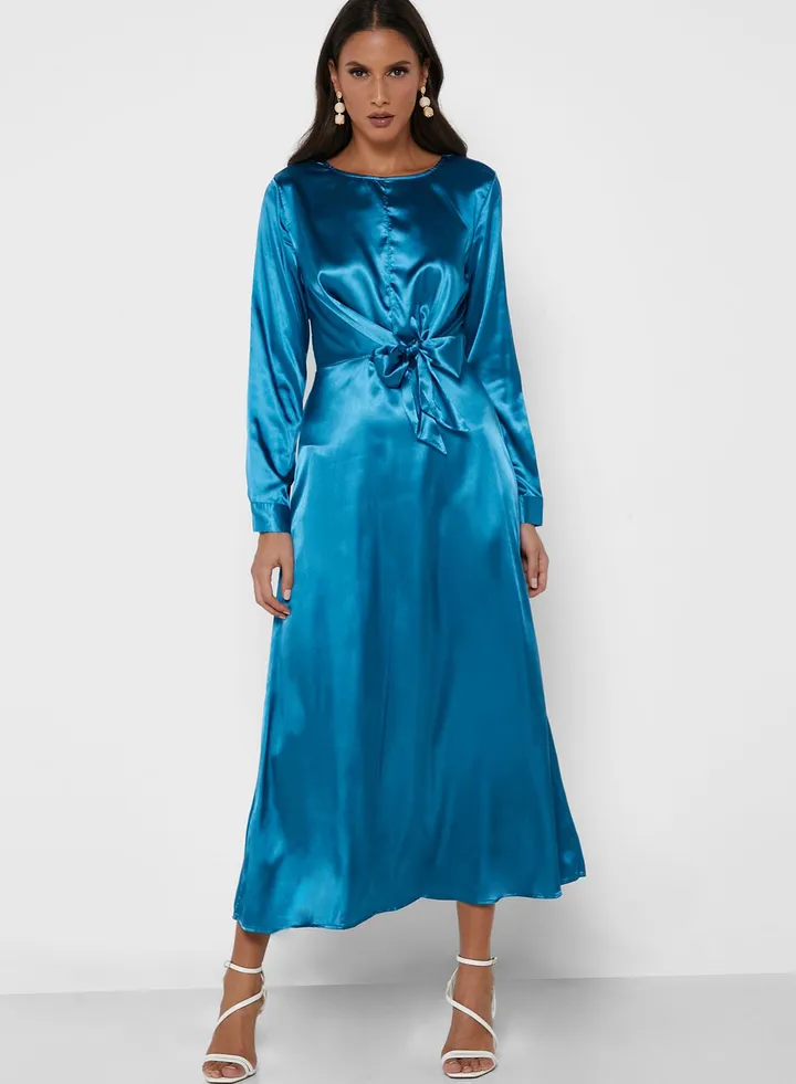 Satin Belted Dress