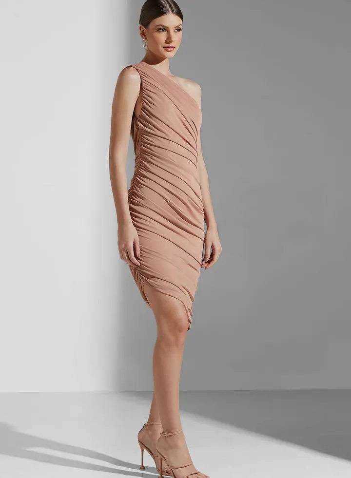 One Shoulder Ruched Detail Dress