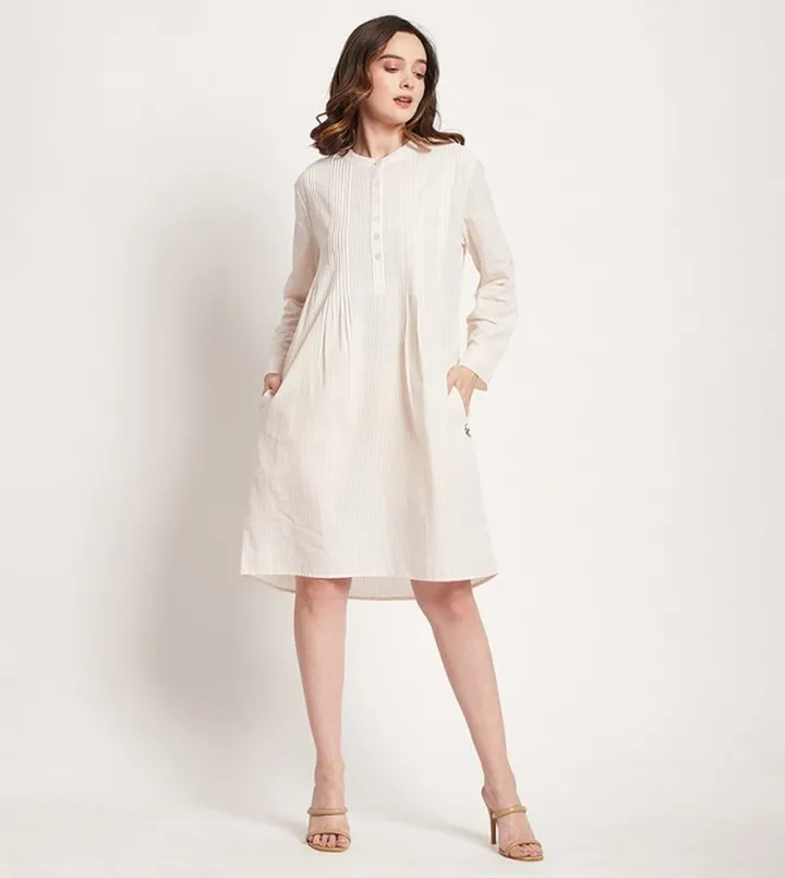Striped Long Sleeves Midi Dress