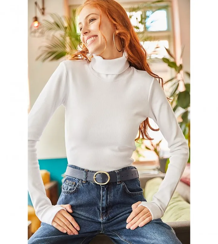 Turtleneck Finger Detail Top