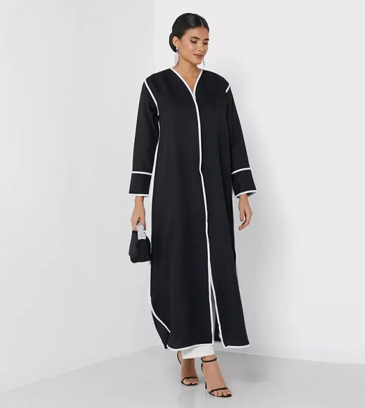Stripe Detailed Long Sleeves Designer Abaya