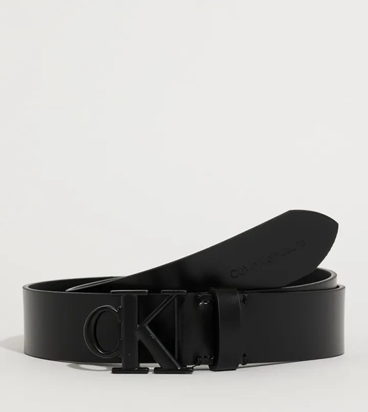 Monogram Buckle Leather Belt